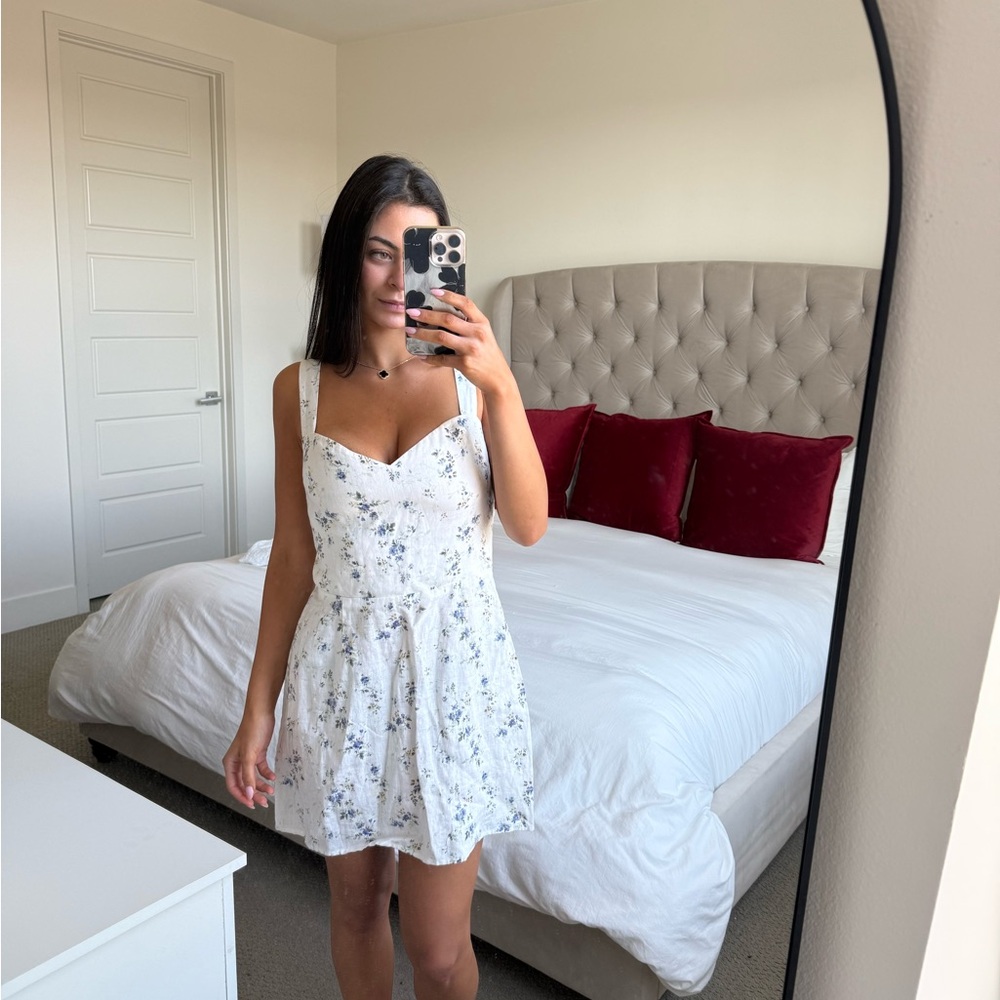 Reformation Floral White Dress